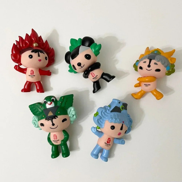 2008 Set of 5 Beijing Summer Olympics Vinyl  Figures Mascots 3.5 Inch Tall - Picture 1 of 16